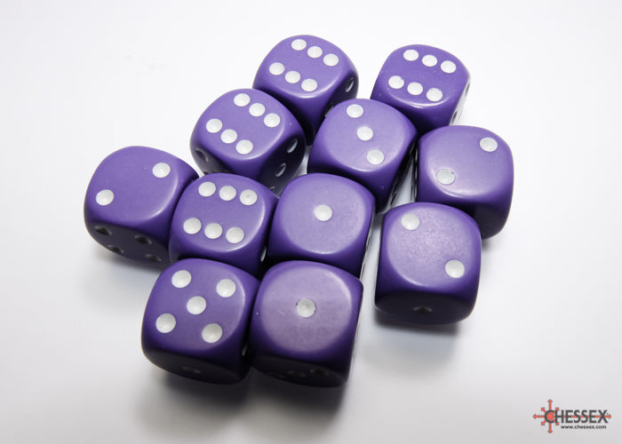 Opaque 16mm d6 Purple/white Dice BlockÃ¢â€žÂ¢ (12 dice)