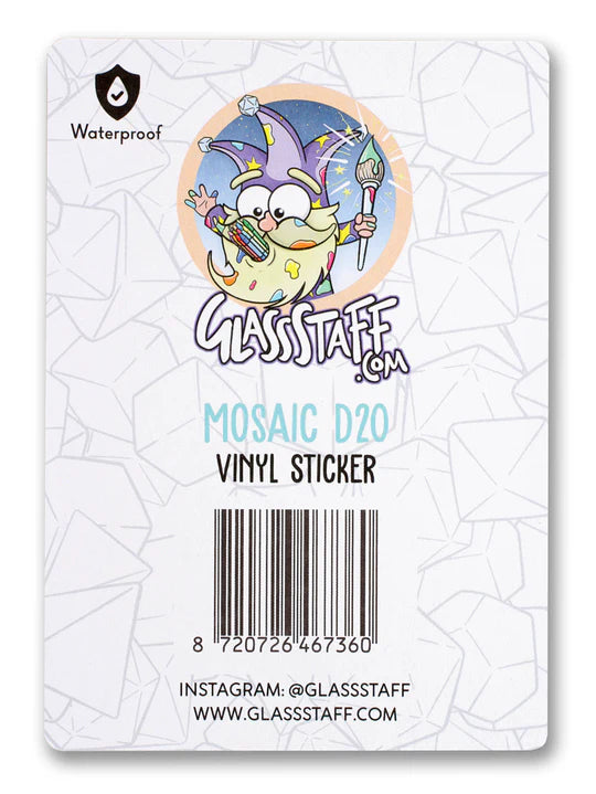 Mosaic D20 Waterproof Die Cut Vinyl Sticker