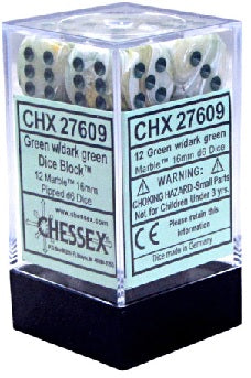 Marble 16mm d6 Green/dark green Dice BlockÃ¢â€žÂ¢ (12 dice)