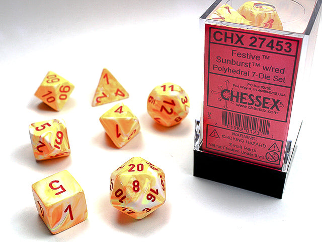 FestiveÃ‚Â® Polyhedral SunburstÃ¢â€žÂ¢/red 7-Die Set