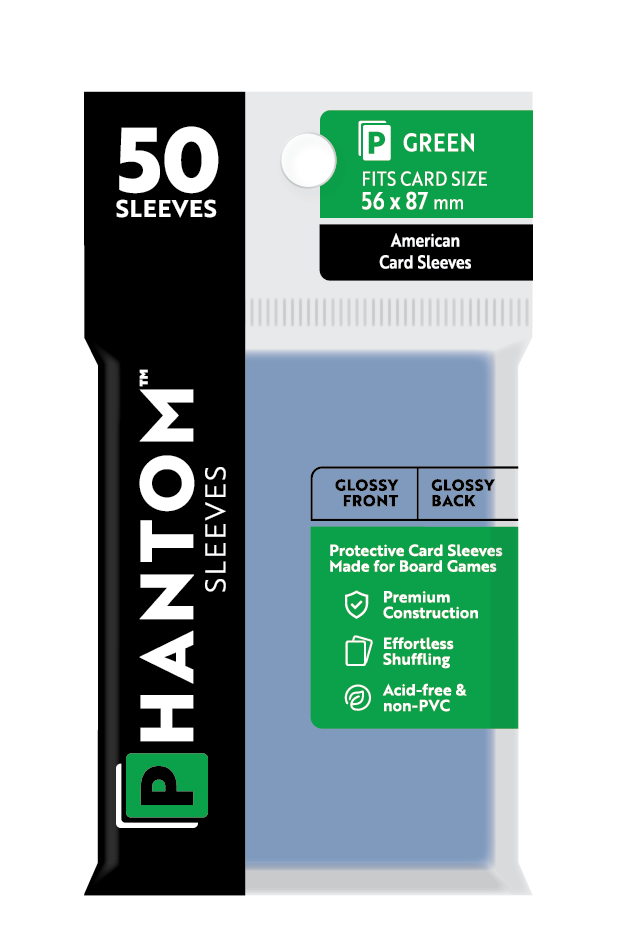 Phantom Green Sleeves Gloss/Gloss 56x87mm Clear 50ct