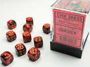 GeminiÃ‚Â® 12mm d6 Black-Red/gold Dice Block (36 dice)