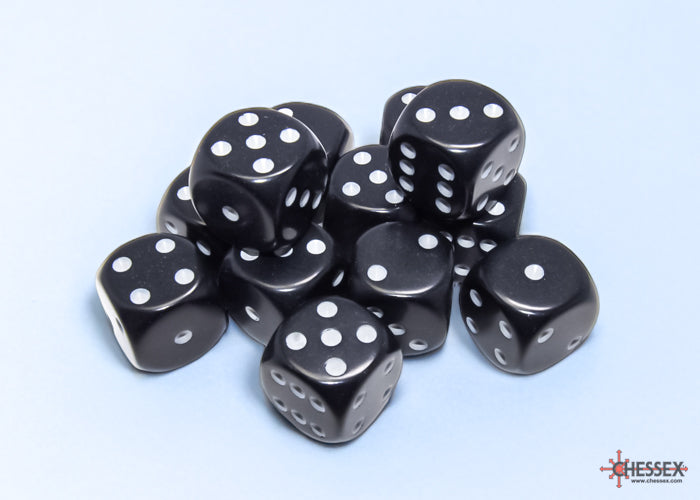 Opaque 16mm d6 Black/white Dice BlockÃ¢â€žÂ¢ (12 dice)