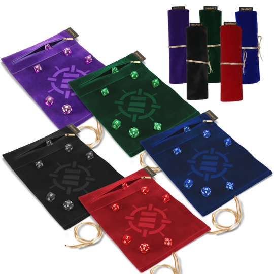 AP Enhance Tabletop Roll on Scroll Dice Case and 7pc Dice set Green