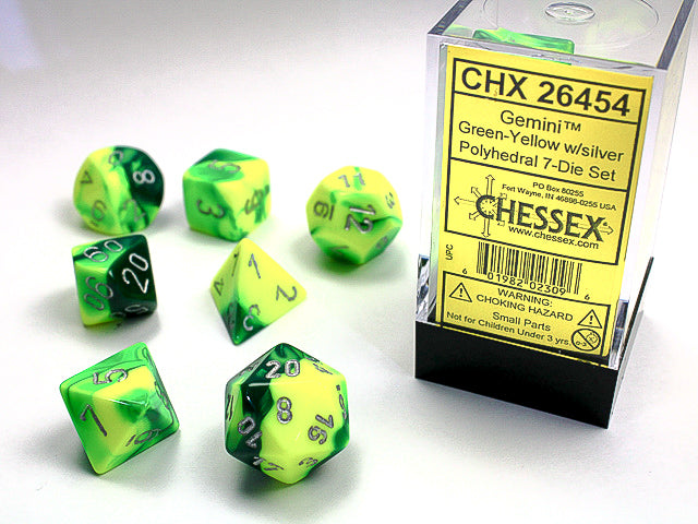 GeminiÃ‚Â® Polyhedral Green-Yellow/silver 7-Die Set