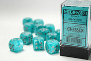 CirrusÃ‚Â® 16mm d6 Aqua/silver Dice BlockÃ¢â€žÂ¢ (12 dice)