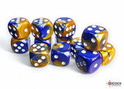 GeminiÃ‚Â® 16mm d6 Blue-Gold/white Dice BlockÃ¢â€žÂ¢ (12 dice)