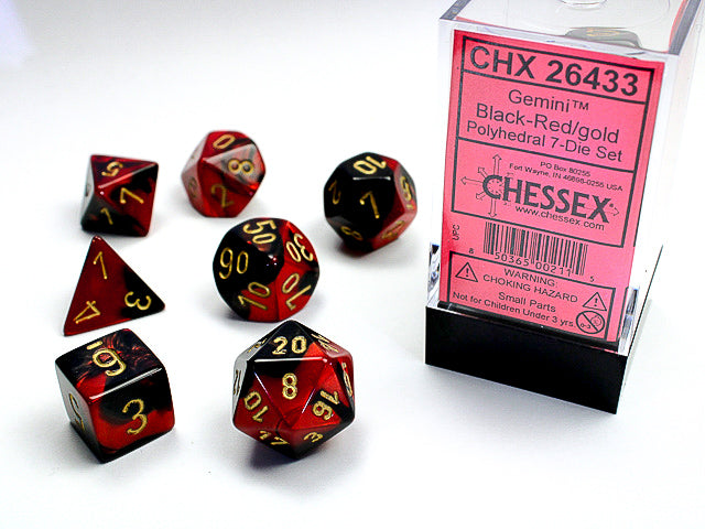 GeminiÃ‚Â® Polyhedral Black-Red/gold 7-Die Set