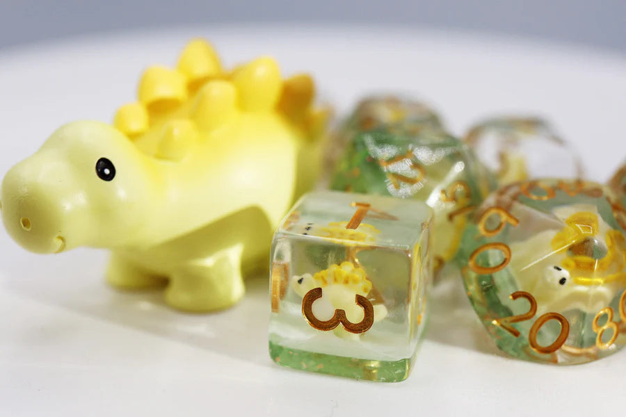 Dinosaur RPG Dice Set Yellow Stegosaurus