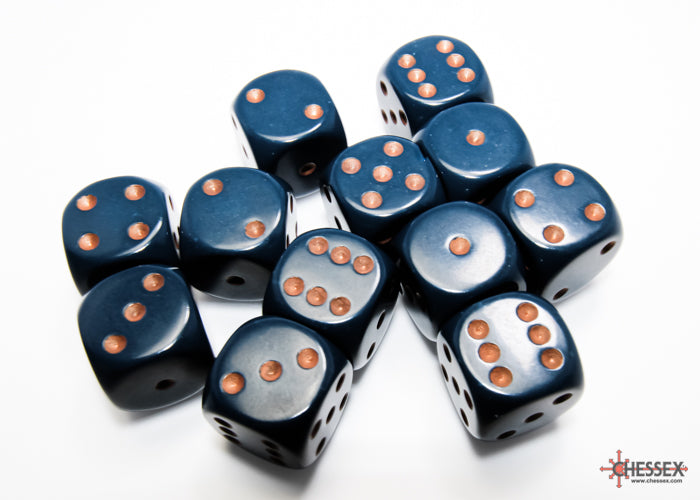 Opaque 16mm d6 Dusty Blue/copper Dice BlockÃ¢â€žÂ¢ (12 dice)