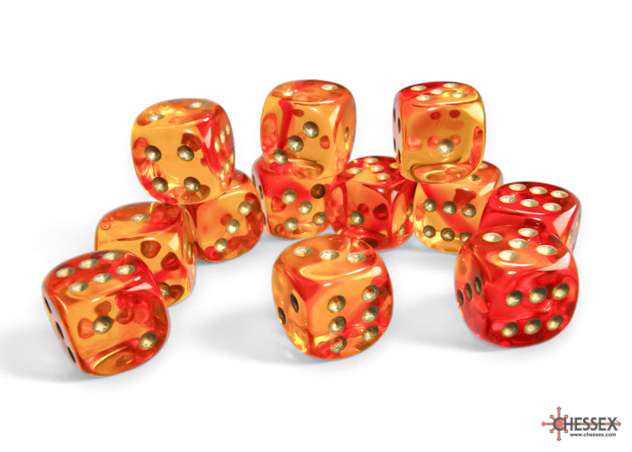 GeminiÃ‚Â® 16mm d6 Translucent Red-Yellow/gold Dice BlockÃ¢â€žÂ¢ (12 dice)