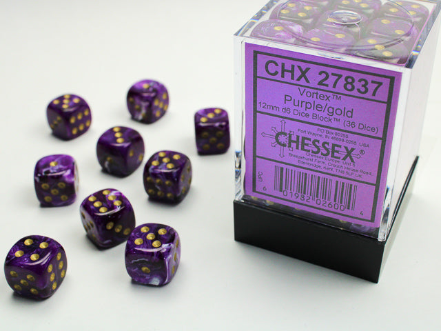 VortexÃ‚Â® 12mm d6 Purple/gold Dice BlockÃ¢â€žÂ¢ (36 dice)