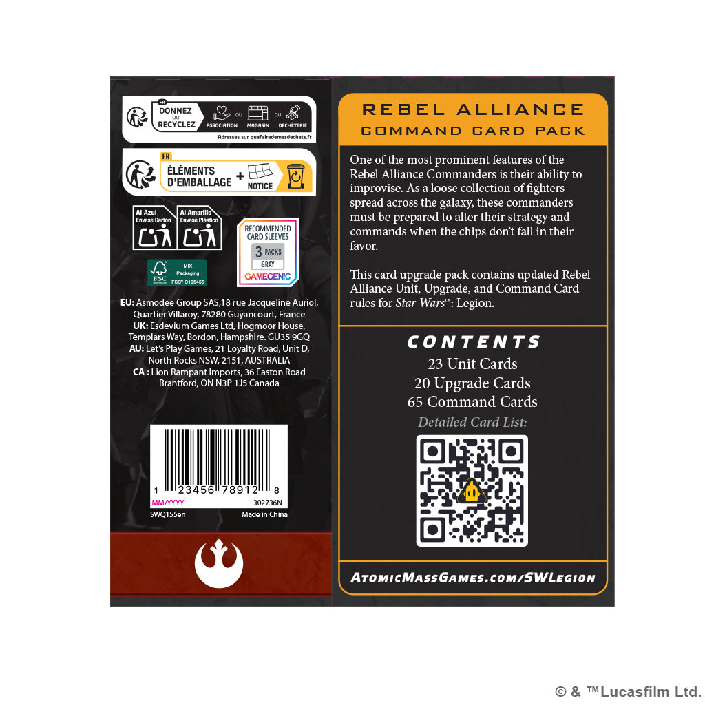 SW Legion - Rebel Alliance Command Card Pack