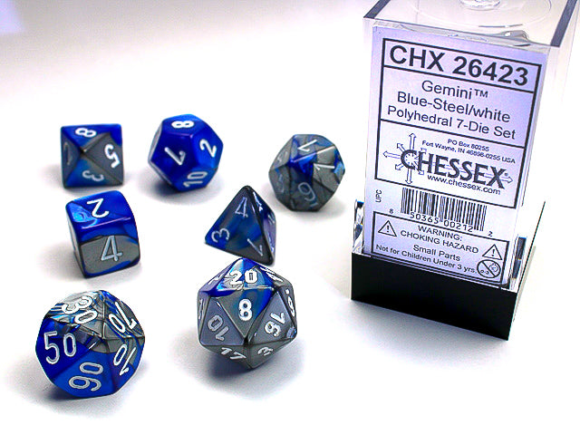 GeminiÃ‚Â® Polyhedral Blue-Steel/white 7-Die Set