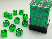 Translucent 12mm d6 Green/white Dice BlockÃ¢â€žÂ¢ (36 dice)
