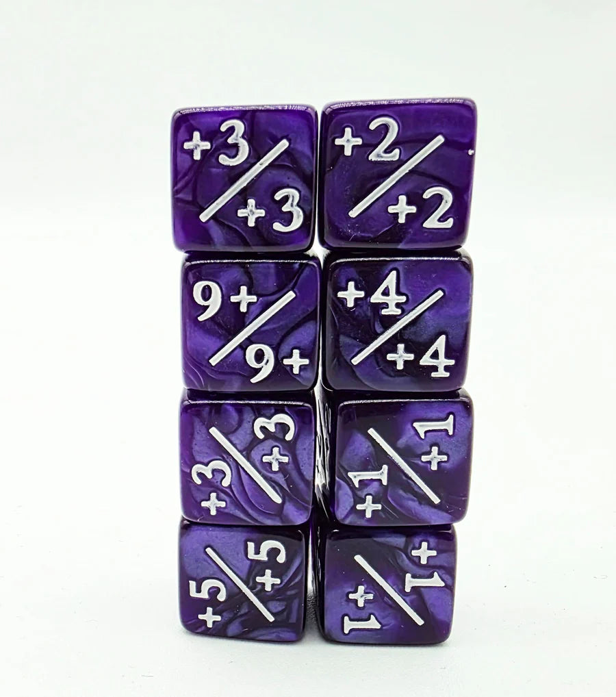 Dice Counters +1/+1 Pearl Purple Counters for Magic Set of 8