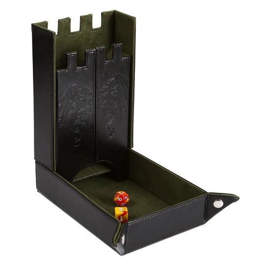 Forged Draco Castle Dice Tower & Tray Green