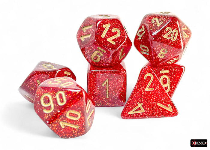 Glitter Mega-hedralÃ‚Â® Ruby/gold 7-Die Set