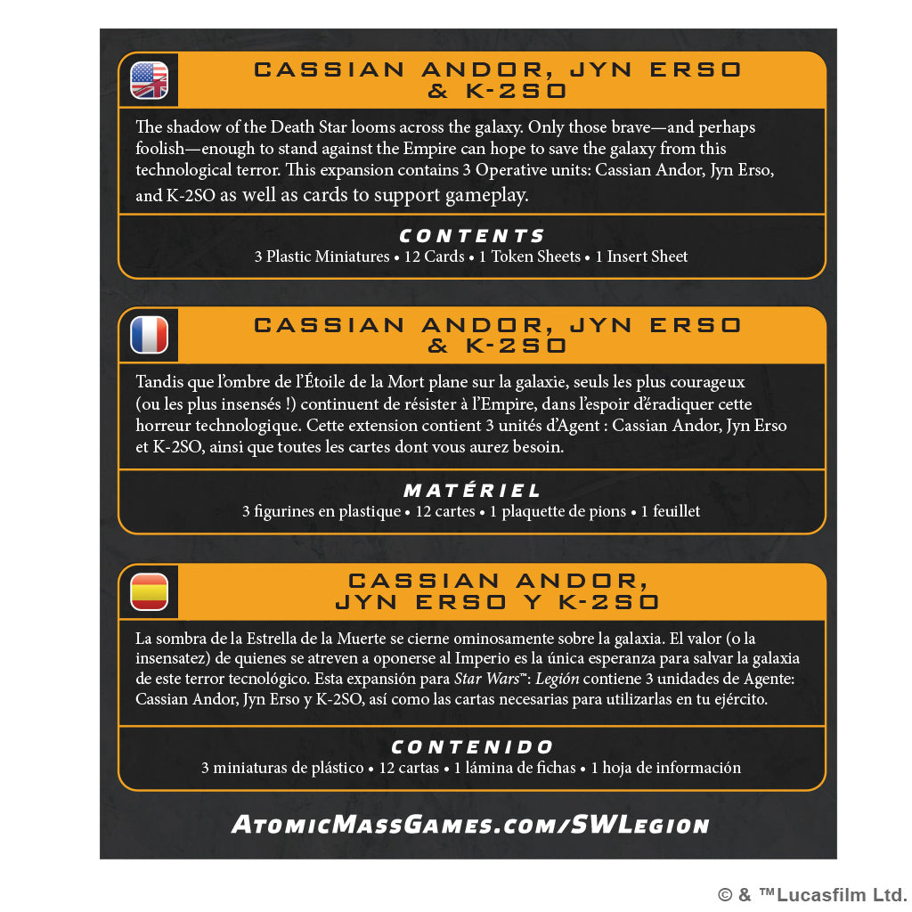 SW Legion Cassian Andor, Jyn Erso & K-2SO