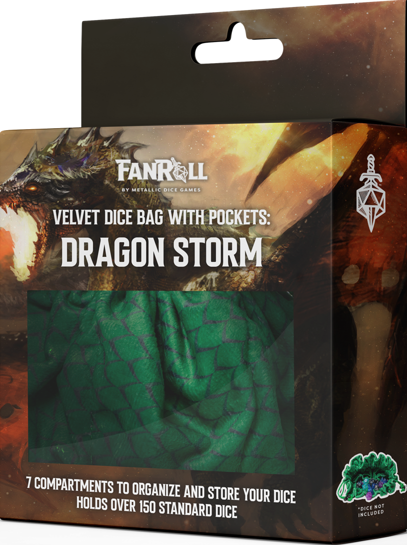 Velvet Compartment Dice Bag Dragon Storm Green