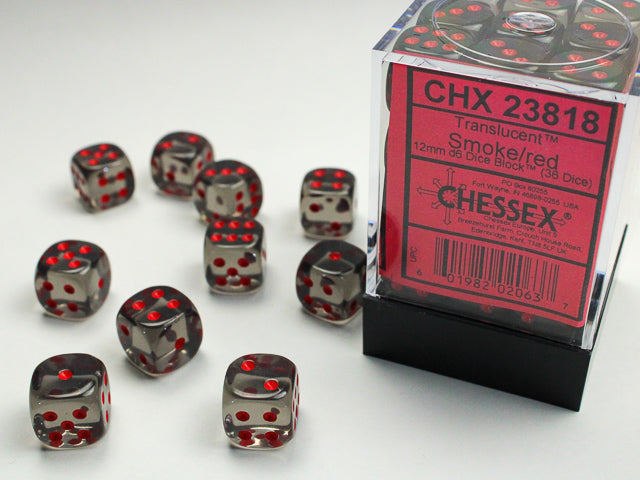 Translucent 12mm d6 Smoke/red Dice BlockÃ¢â€žÂ¢ (36 dice)