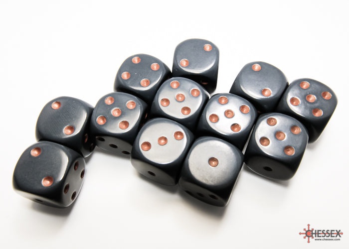 Opaque 16mm d6 Dark Grey/copper Dice BlockÃ¢â€žÂ¢ (12 dice)