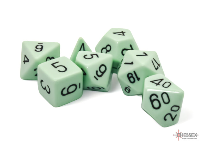 Opaque Polyhedral Pastel Green/black 7-Die Set