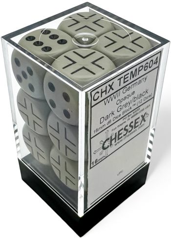 Germany War DiceÃ‚Â Opaque Dark Grey/black 16mm d6 Dice BlockÃ¢â€žÂ¢ (12 dice)