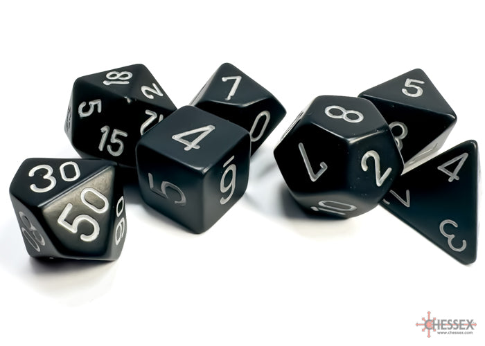 Opaque Polyhedral Black/white 7-Die Set