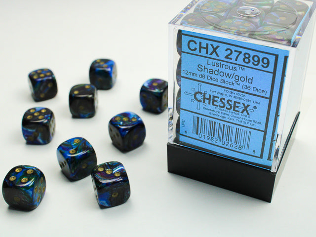 LustrousÃ‚Â® 12mm d6 Shadow/gold Dice BlockÃ¢â€žÂ¢ (36 dice)