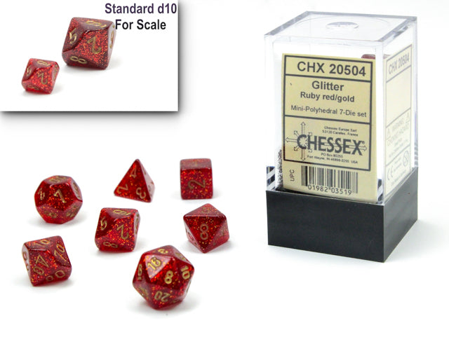 Glitter Mini-hedralÃ‚Â® Ruby/gold 7-Die Set