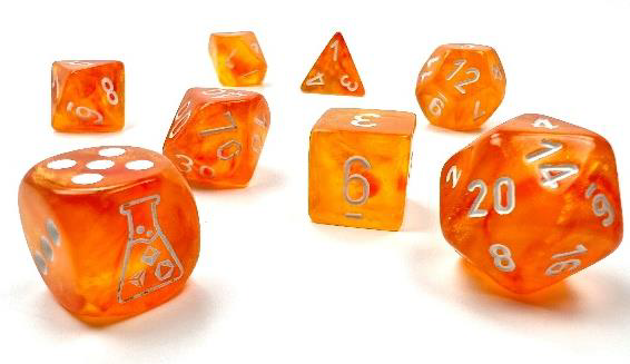 BorealisÃ‚Â® Polyhedral Blood Orange/white LuminaryÃ¢â€žÂ¢ 7-Die Set +
