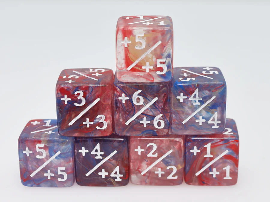 Dice Counters +1/+1 Primary Colored Marbel Counters for Magic Set of 8