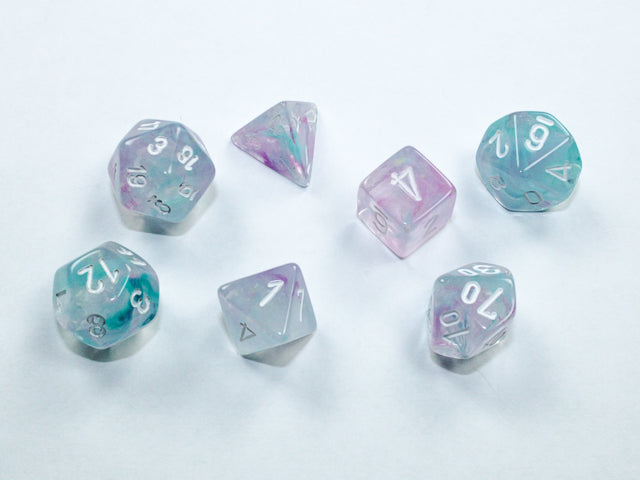 NebulaÃ‚Â® Mini-hedralÃ‚Â® Wisteria/white 7-Die set