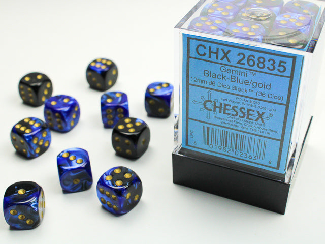 GeminiÃ‚Â® 12mm d6 Black-Blue/gold Dice BlockÃ¢â€žÂ¢ (36 dice)