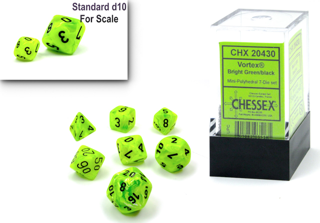 VortexÃ‚Â® Mini-hedralÃ‚Â® Bright Green/black 7-Die Set